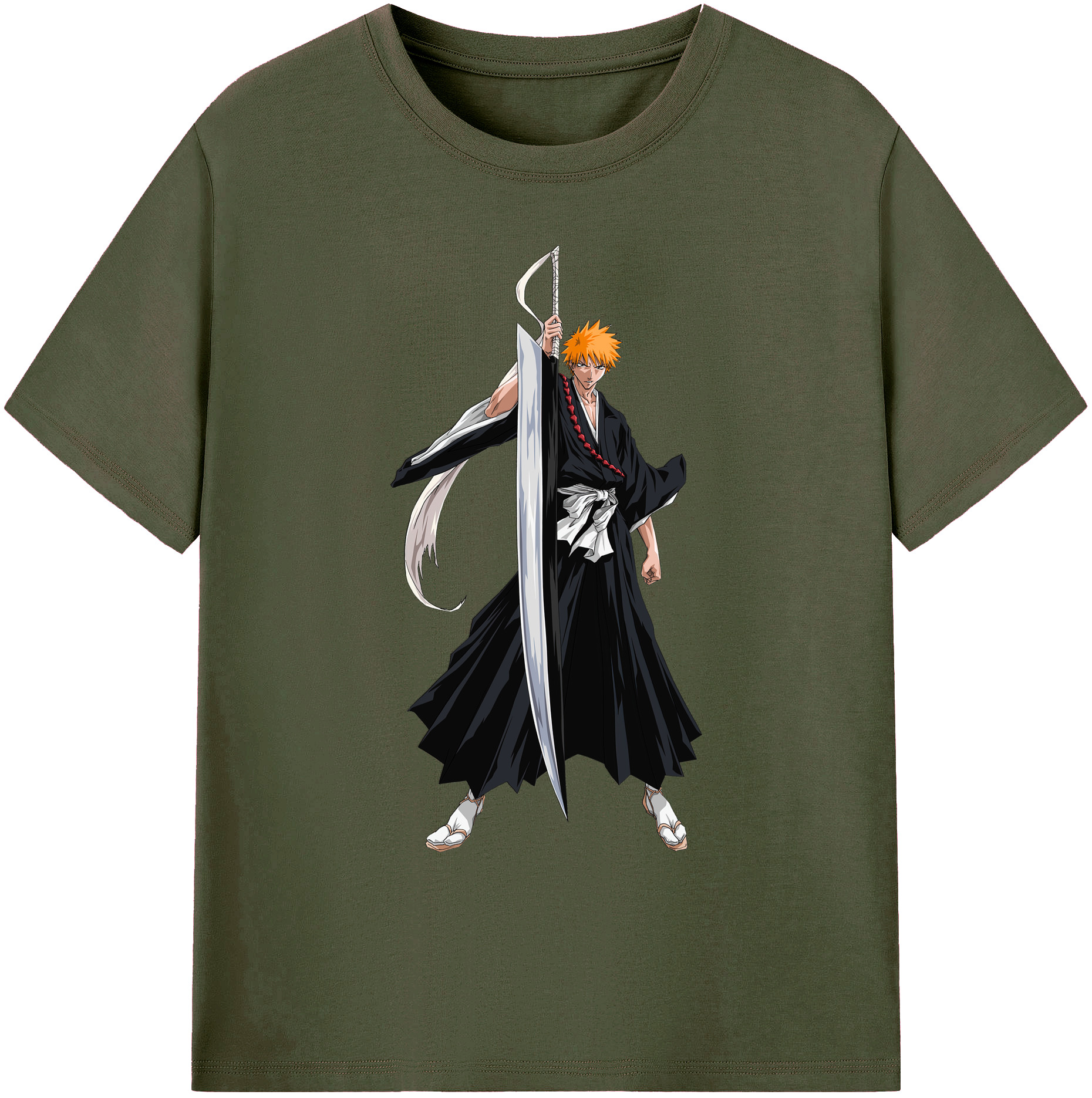 （画像用） ブリーチ 黒崎一護（くろさき いちご）BLEACH Kurosaki Ichigo 綿100％ メンズ半袖Tシャツ｜肌触りやわらか＆通気性